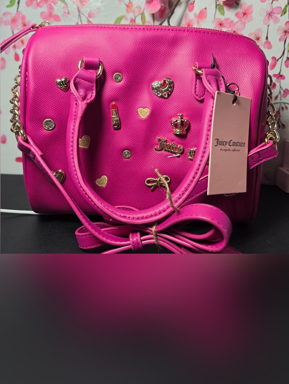 Juicy Couture Hot Pink Satchel with Gold Hardware